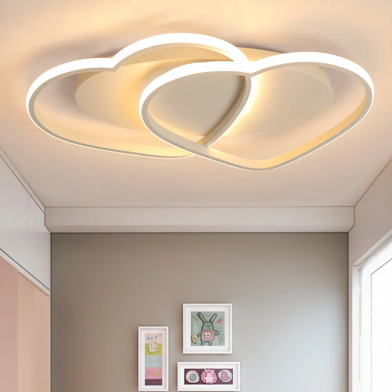 

Creative Heart-shaped Ceiling Lamps LED Lamp romance Bedroom lighting Led ceiling lamp rotate Acrylic Black White Art Fixture