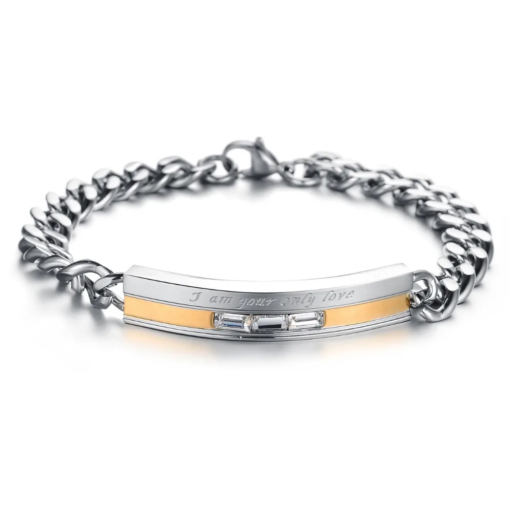 Top Grade Stainless Steel Crystal Couple Bracelet 5
