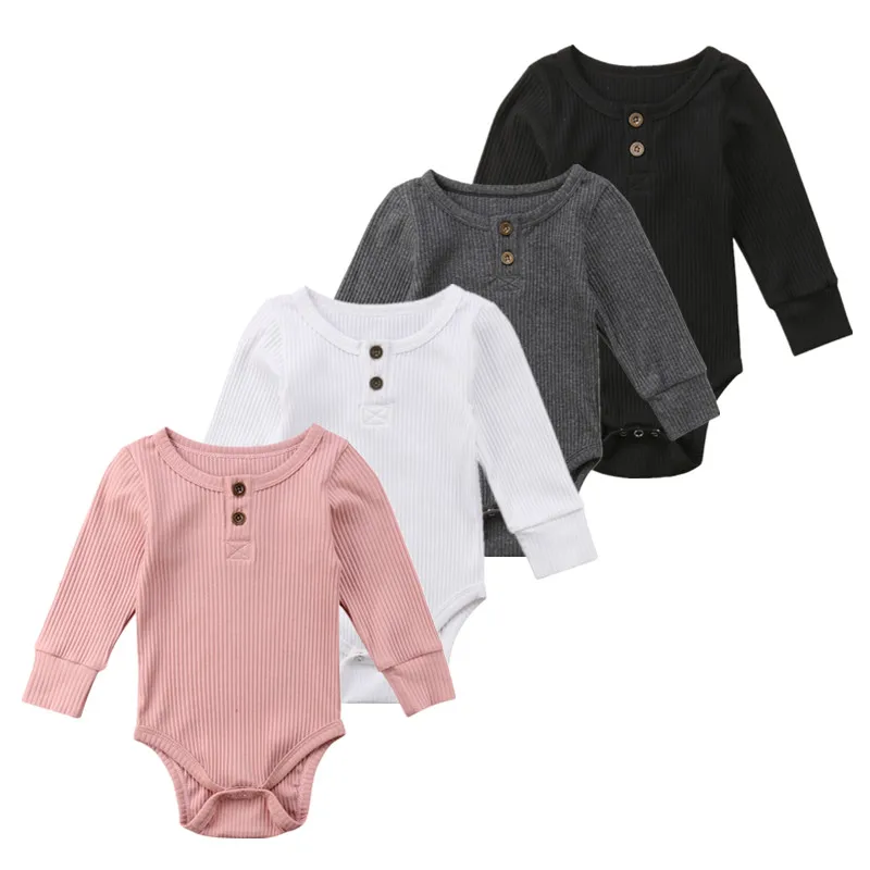 

0-24 M Toddler Baby Girls Clothes Basic Pure Color Outfit Long Sleeve Cotton Romper Baby Clothing
