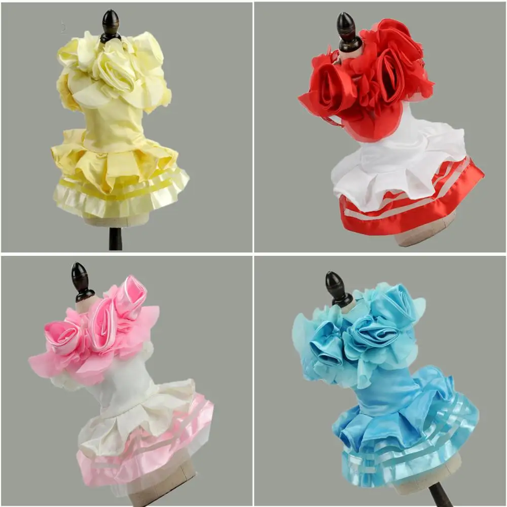 

Fashion summer dog dresses for Small Medium dog pet skirt Princess wedding Dress with flowers dog dress clothes Party skirt