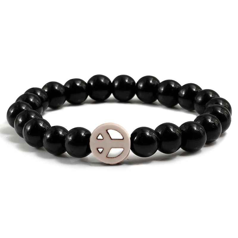 Matte Black Lava Buddha Beads Bracelets Women Men Jewelry Volcanic Stone Simple Round Circle Lucky Couple Bracelet Femme Homme