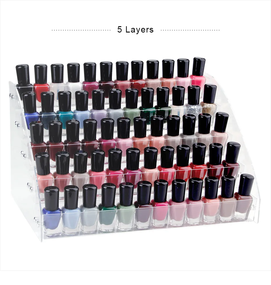 1 To 7 Tier Nail Polish Rack Display Holder Nail Tools Plastic Storage Box Acrylic Makeup Organizer Stand Case Nail Equipments