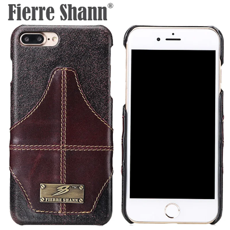 

Fierre shann Case For iphone 7 7 plus Luxury Fashion Genuine Leather Card Slots cases cover For iphone 7 plus back shell bag