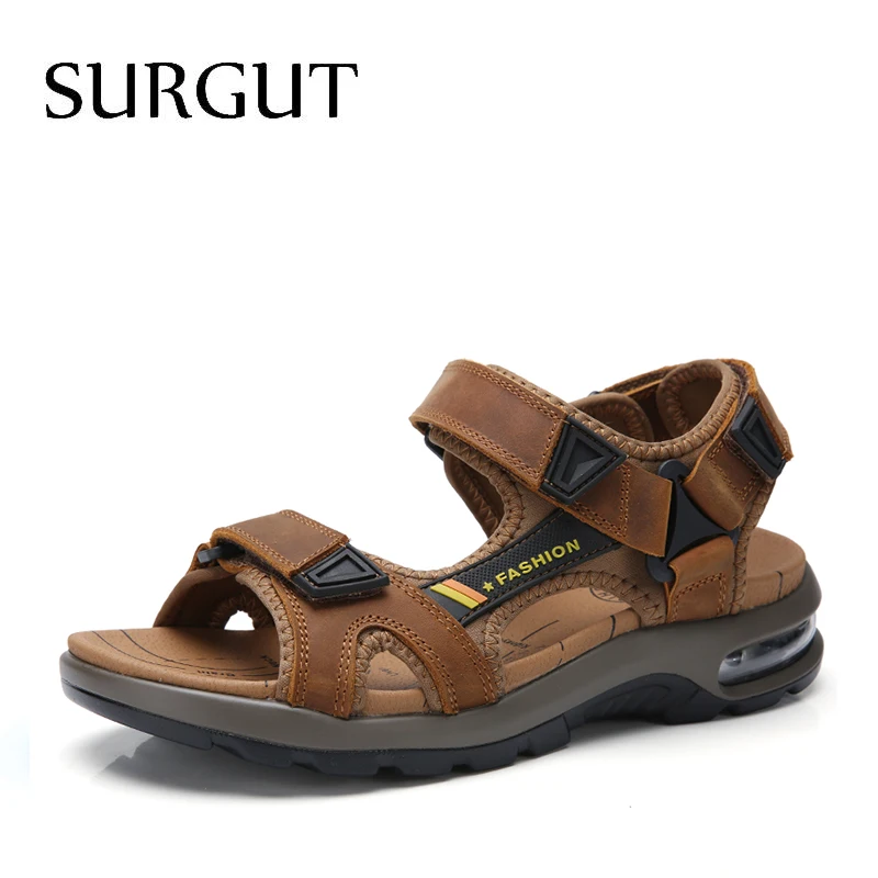 Surgut Brand Hot Summer Fashion Beach Sandals Men Shoes Hollow High Quality Light Genuine Leather Comfort huismerk kopen in de aanbieding Surgut Brand Hot Summer Fashion Beach Sandals Men Shoes Hollow High Quality Light Genuine Leather Comfort huismerk kopen in de aanbieding