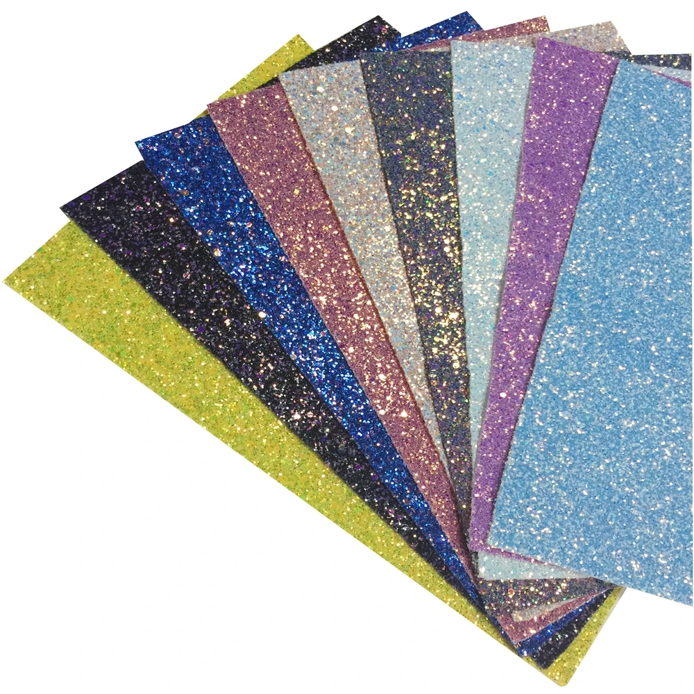 

3Pcs 20*30cm Rainbow chunky glitter DIY Synthetic leather fabric hair bow diy decoration crafts glitter fabaric sheet