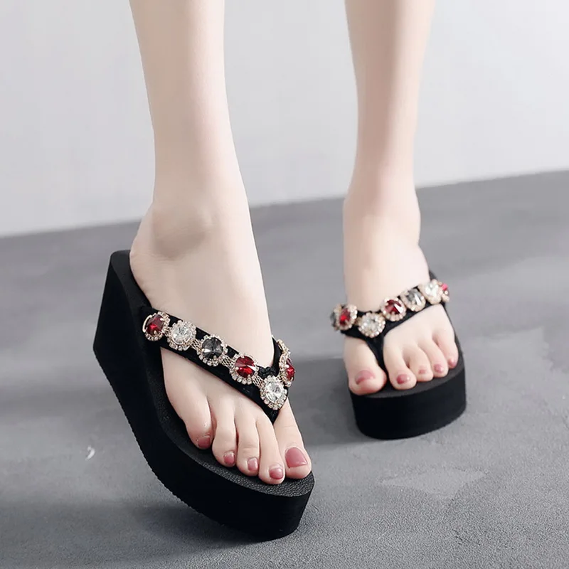 

Litthing 2019 Casual Slipper Women Shoes Heel Slippers Women Bling Bottom Thick Torridity Female Sexy Sandals