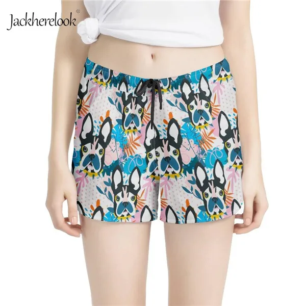 HX561Z33 Jackherelook Лето г. для женщин шорты для черный Kawaii бульдог печати плюс размеры женские шорты повседневное эластичная талия пляжные плавание дно - Цвет: HX561Z33