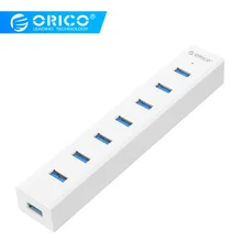 ORICO 7 Порты и разъёмы USB3.0 концентратор штепсельная вилка европейского стандарта с выходом 5V Мощность адаптер сверхскорости USB3.0 5 Гбит/с, быстрая передача данных