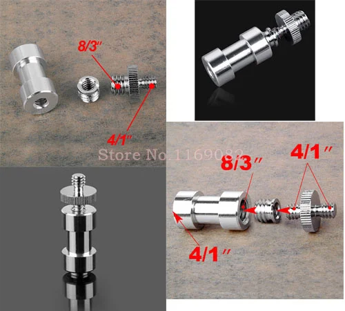 

5 in1 1/4 to 3/8 male to female adapter screw camera tripod ball head monopod plate flash light stand bracket mount accessories