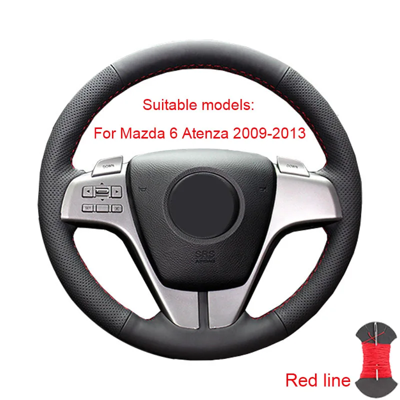 Накладка на руль для Mazda 3 Axela 2008-2013 Mazda CX-7 CX7 2010- Mazda 5 2011-2013, Mazda 6 Atenza 2009-2013/ - Название цвета: Red thread