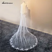 Двухслойная 3 м длинная кружевная кромка Свадебная Фата с расческой Тюль свадебная фата платье