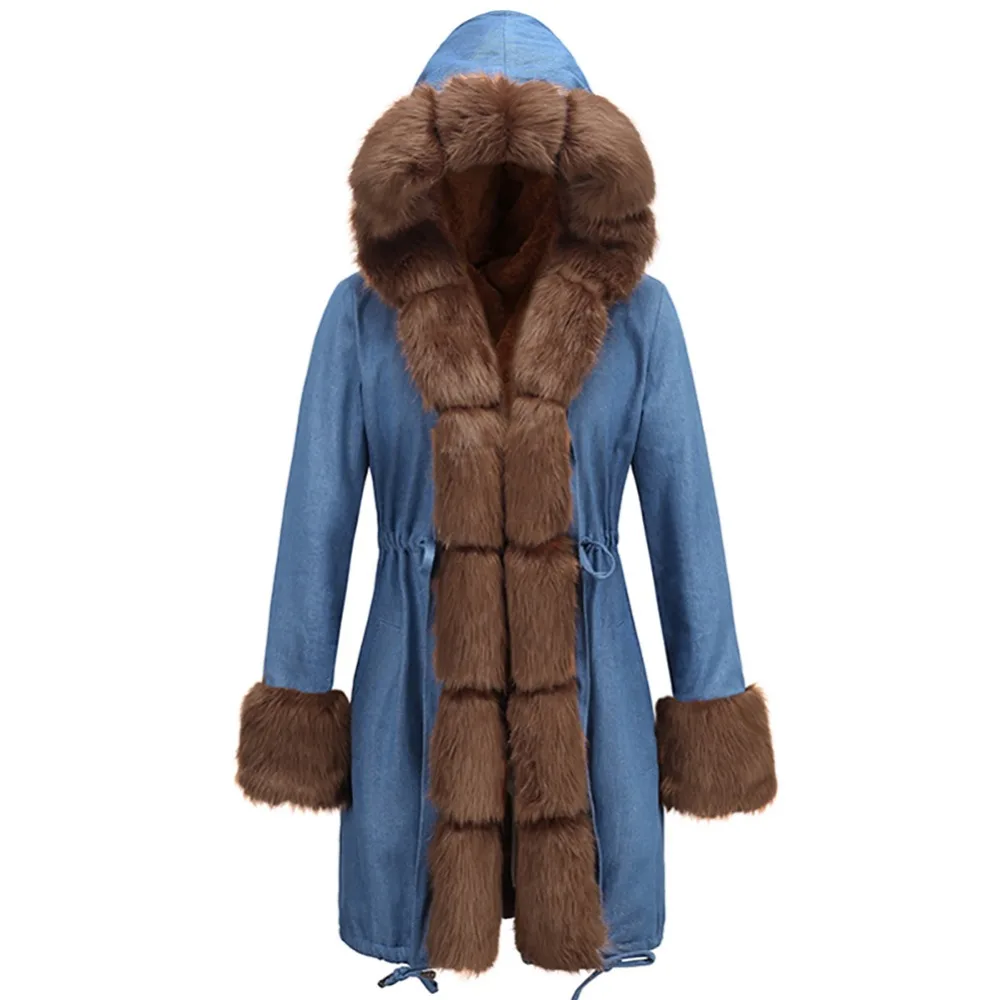 D'hiver Chaud Parka Manteau Slim Vestes Aa0937 Gris Long Fourrure Ygby6f7v