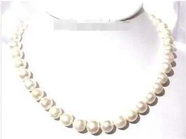 

Free Shipping>> new hot luster 17" 10mm white FW Pearls necklace 14KT clasp