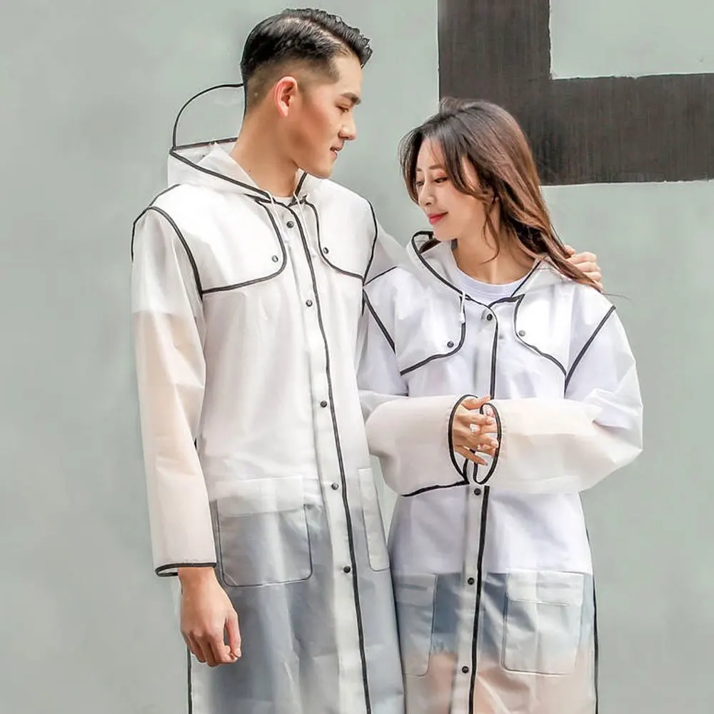 

EVA Raincoat Transparent Waterproof Girls Long Pattern Rain Coat Men Windproof Single-person Rainwear for Adult Using