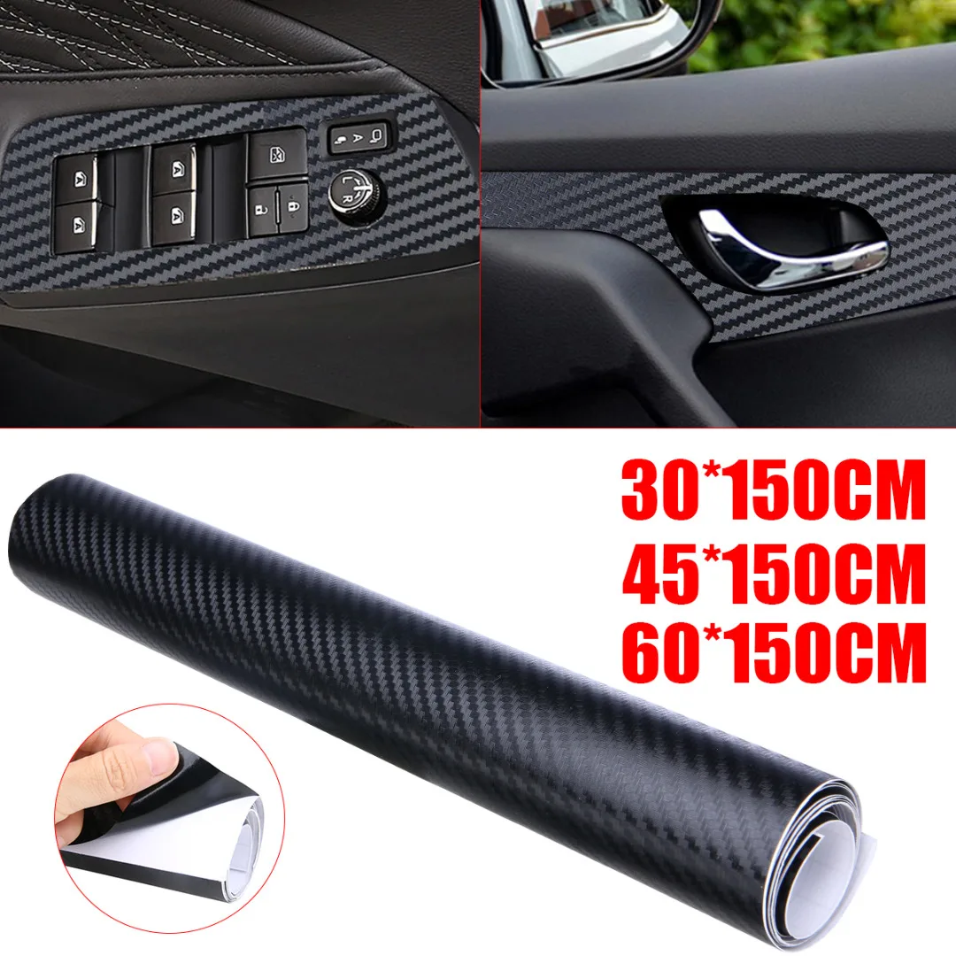 3D de alta brillante de fibra de carbono vinilo de la etiqueta engomada impermeable coche-estilo de etiqueta de la película de liberación de aire para coche Exterior Interior partes