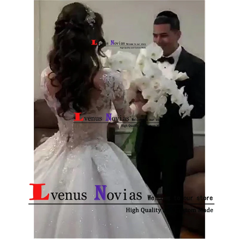 Trajes де novia плюс Размеры невесты бальное платье Дубай невесты платье Саудовская Арабский Кружева бальное платье с длинным рукавом свадебные платья халат mariée