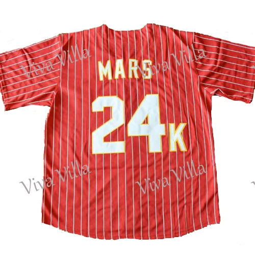 Bruno Mars 24K Hooligans Baseball Jersey  Stitched Throwback Baseball Jerseys Free Shipping