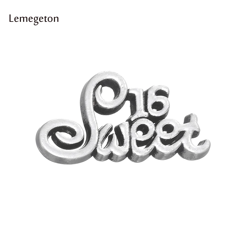 

Lemegeton 15pcs Word Sweet 16 Birthday One-side Charm DIY Necklace&Bracelet Making Birthday Gift