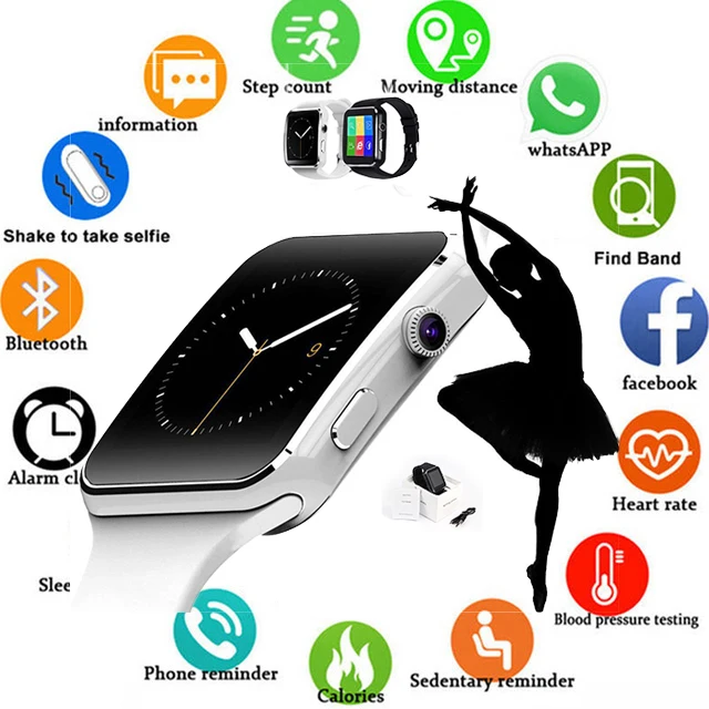 

X6 Smart Watch Bluetooth Answer/Dial Camera TF SIM Card Fitness Tracker Sport Reminder Bracelet For Android Phone PK DZ09 A1 Z60