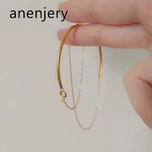 Anenjery простой серебряный золотой цвет минималистичный тонкий изогнутый полукруглый многослойный браслет на цепочке для женщин S-B231