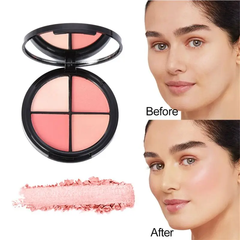 New Light Bright Skin Set Makeup 4 Color Blush Pink Tender Makeup 3-dimensional Repair Capacity Blush Plate Cosmetics Tool Good - Цвет: A1