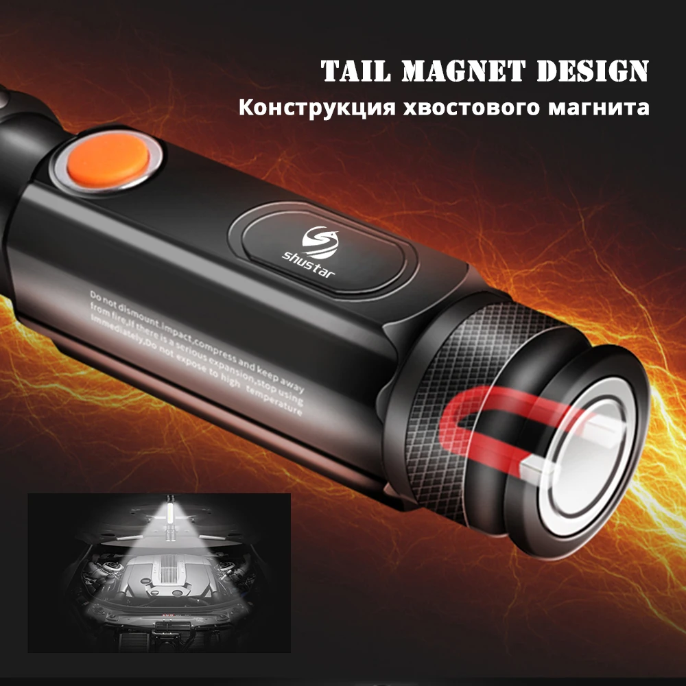 Details about   60000LM LED Flashlight USB RechargeableT6 torch COB Light linterna tail magnet 
