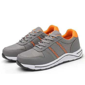 

men fashion large size breathable mesh steel toe cap work safety shoes anti-pierce platform sneakers worker security boots male