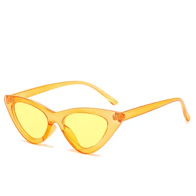 Сексуальные женские солнцезащитные очки "кошачий глаз", модные брендовые дизайнерские солнцезащитные очки, винтажные женские солнцезащитные очки UV400 - Цвет линз: clear yellow