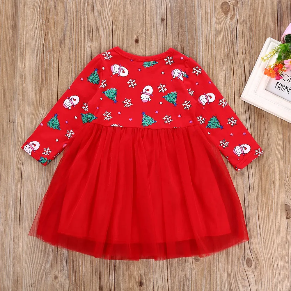 

Hot Children Kid Girls Christmas Dresses Toddler Kid Baby Girl Long Sleeve Cartoon Snowman Print Dress Christmas Clothes M5