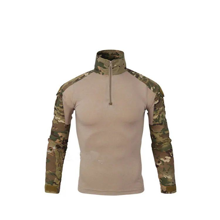 Men's Tactical Military Combat Shirt Breathable Army Assault Camo Long Sleeve T Shirt Outdoor Sports Camouflage Hunting Uniform