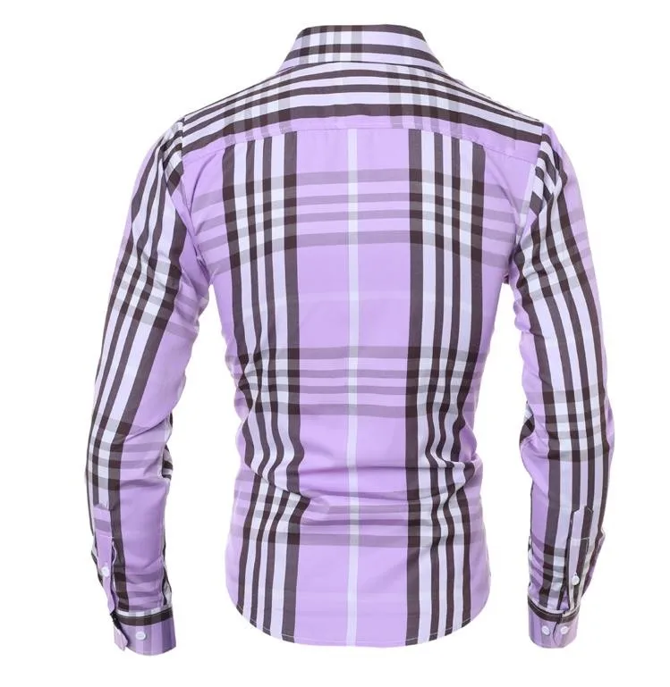 DropshippingCamisa Masculina Мужская Модная приталенная Повседневная рубашка с длинным рукавом, мужская рубашка с принтом, Азиатский размер