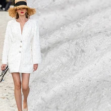 Перламутровый шелк чистый белый твид цвет стиль Чан материалы для одежды ткань Весенний костюм платье юбка DIY одежда ткани