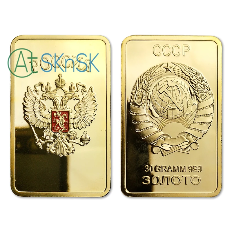 

1PC Sample Coin of Russia Medal Home Decor 1 OZ. Soviet Souvenir USSR Bullion Russian CCCP Gold Plated Bars Coins Collectibles