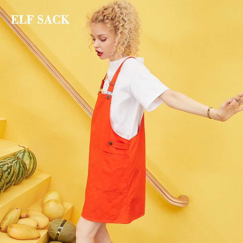 ELFSACK, новинка, Модный женский комплект из 2 предметов, хлопковые повседневные короткие футболки и женские Мини твердый нагрудник, штаны, женские футболки с принтом