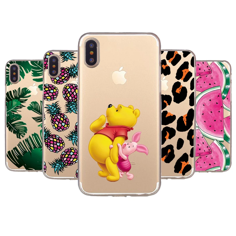 Мягкий чехол для телефона iPhone X 7 Plus Силиконовые Роза Фрукты животных Еда iPhoneX 8 Shell