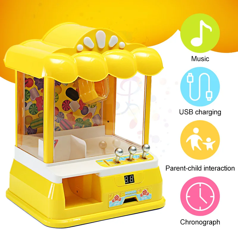 

Mini USB Doll Machine Grab Ball Coin Candy Catcher For Kids Children Christmas Party Fun Toys Durable Convenient Clip?Doll Candy