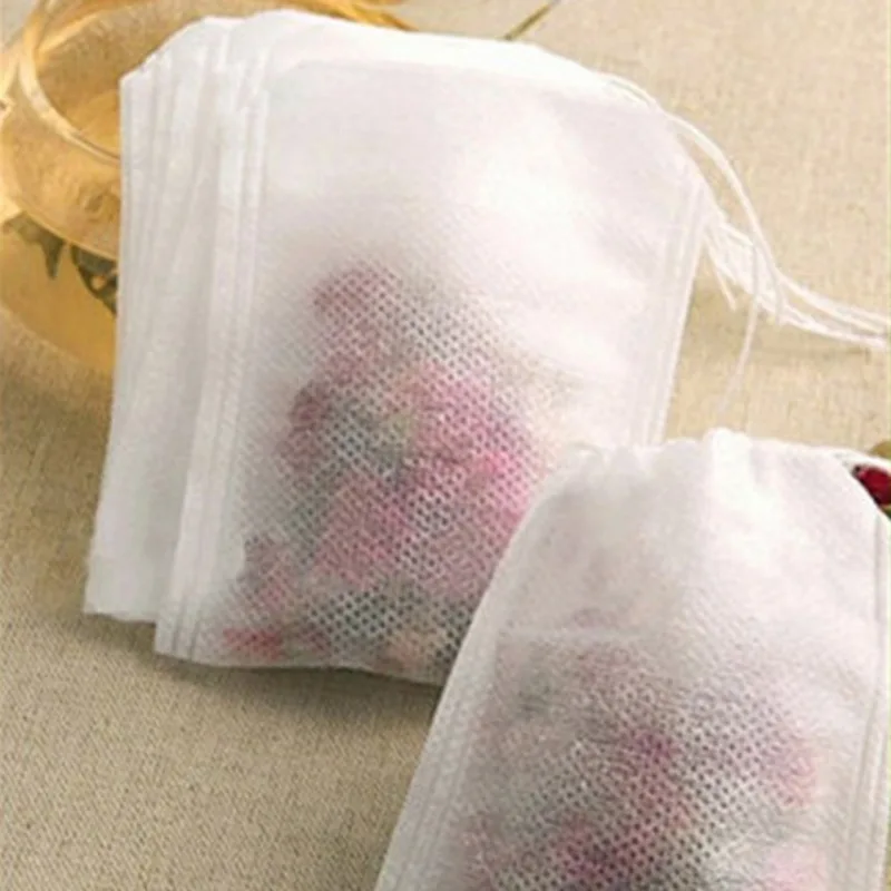 

100Pcs/Lot Disposable Teabags Heal Seal Filter Paper for Herb Loose Tea Empty Scented With String Bolsas de te Tea Bags