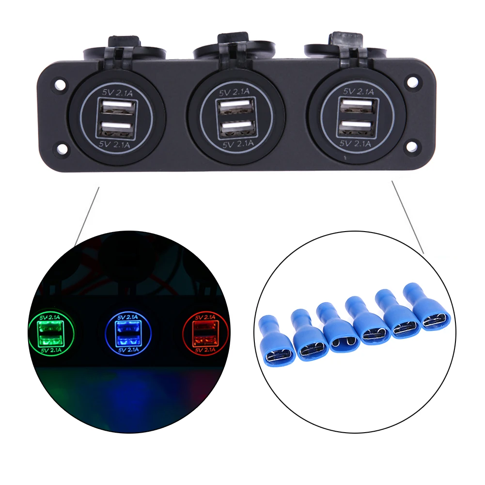 Waterproof 4 2A 3 USB Ports Car Phone Charger Led Color Iris Modified Refit Accessories for