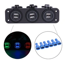 4.2A 3 Puertos USB Cargador de Teléfono Del Coche a prueba de agua Led de Color Del Iris Modificado Reinstale Accesorios para el Automóvil/de La Motocicleta/ATV/barco/Yate