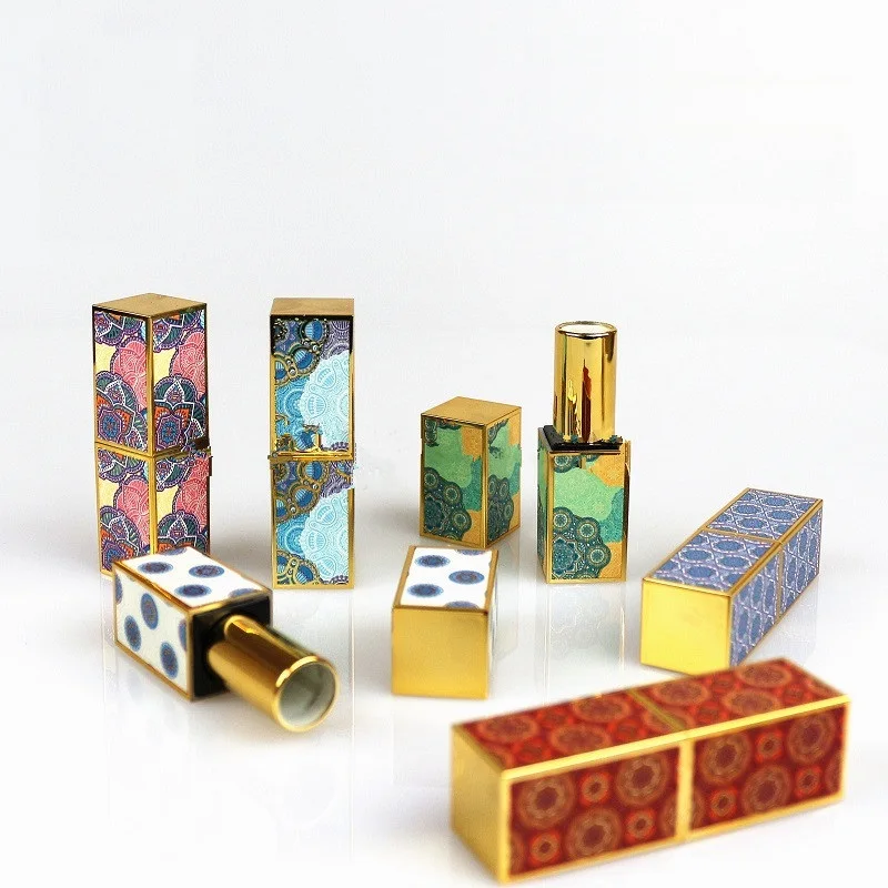 

Square Lip Balm Tube 12.1mm Empty 3D Printing Lipstick Tube Chinese Style Plastic Lip Balm Packing Cosmetic Container 10pcs/Lot