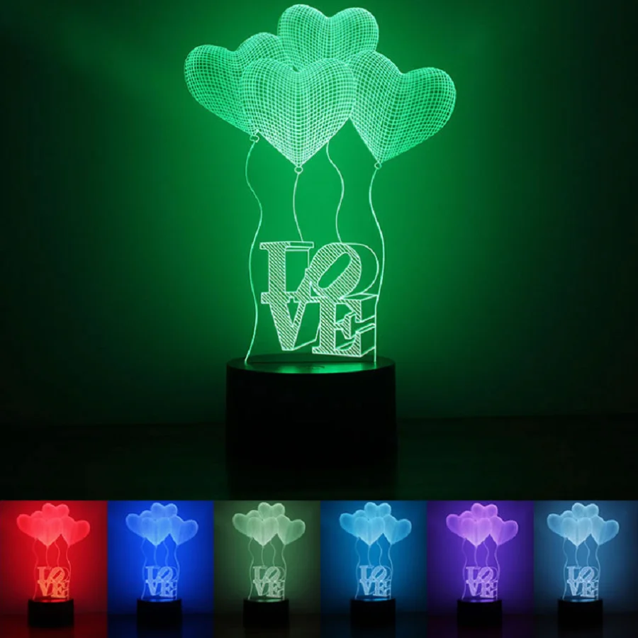 

USB powered seven color LED small table lamp 1.5W love night light