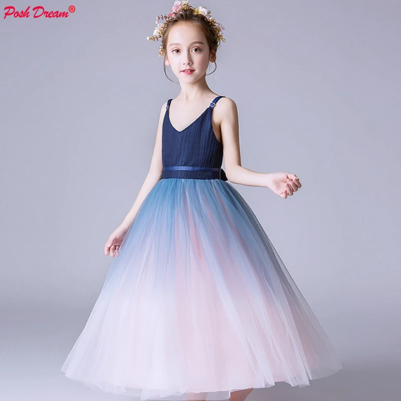 Christmas Festive Party Toddler Kids Baby Girls V-Neck Cartoon Princess Dress