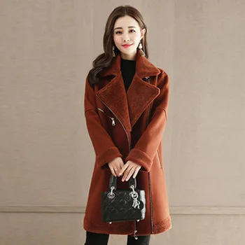 

2019 winter new large size women's coat autumn and winter fashion Slim cashmere collar edging wild two wearing woolen coat B18
