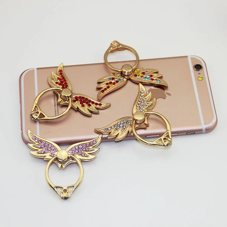 Universal Angel Wings Diamond Multifunctional Metal Ring buckle Mobile