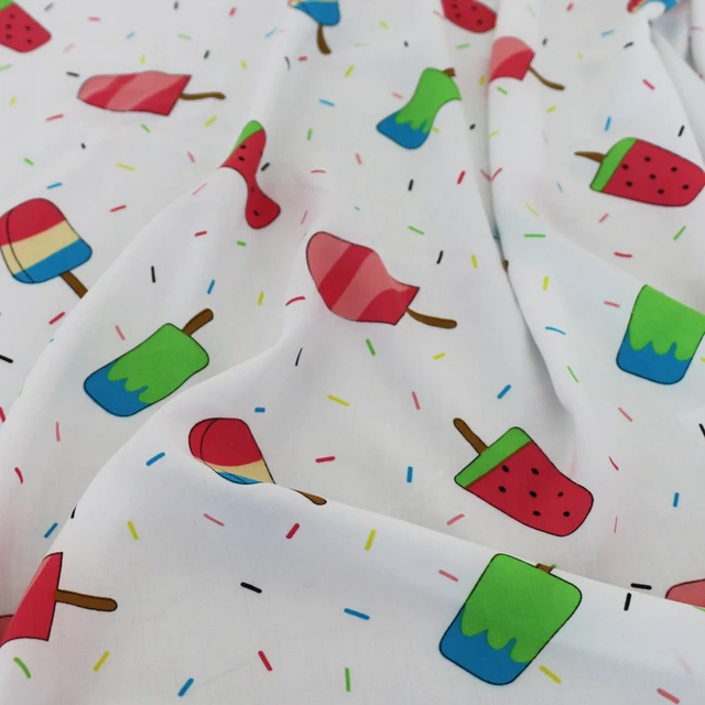 Cute ice cream print fabric kids clothing material rayon poplin-in ...