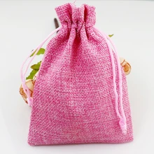 Christmas Wedding Favor Decoration Gift Jute Bags 100pcs lot Pink 15x20cm Jewelry Candy Handmade Packaging Pouches