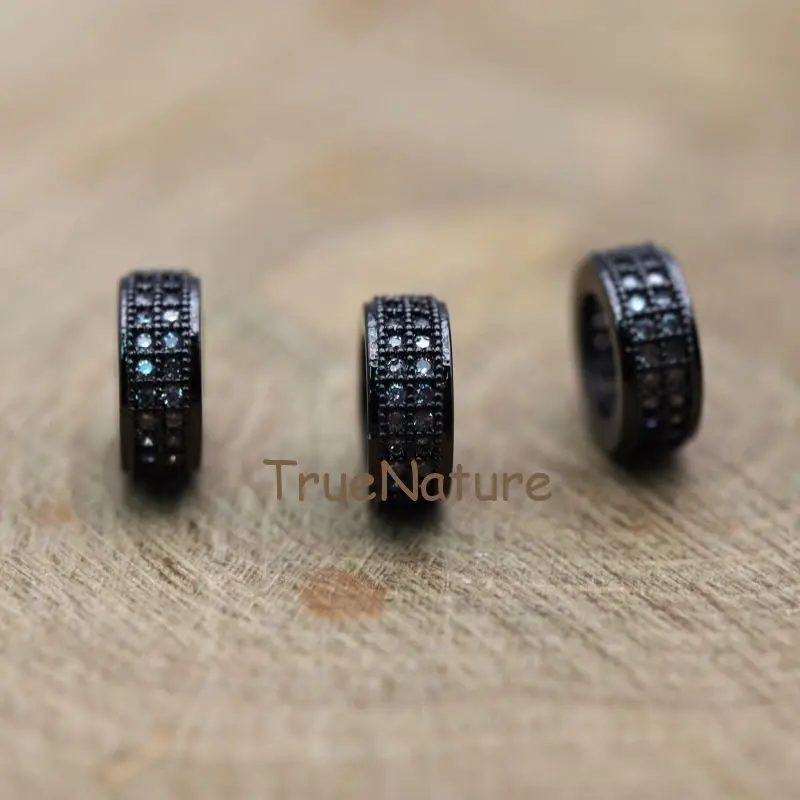 20171007-FC7733- Micro Pave White Plumbum Black Plated Cylinder Accessory Sapcer Copper  Accessory Wahser-4x10mm-1g_3