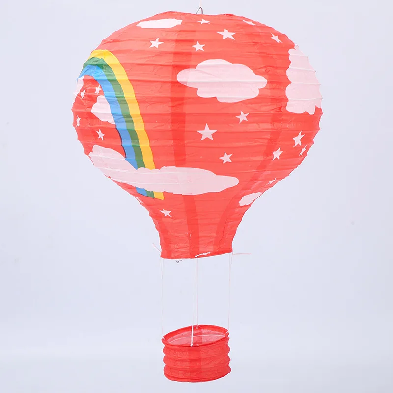 30cm 40cm hot air balloon chinese lantern rainbow heart striped printed lampion babyshower birthday wedding party decorations - Цвет: Red Rainbow