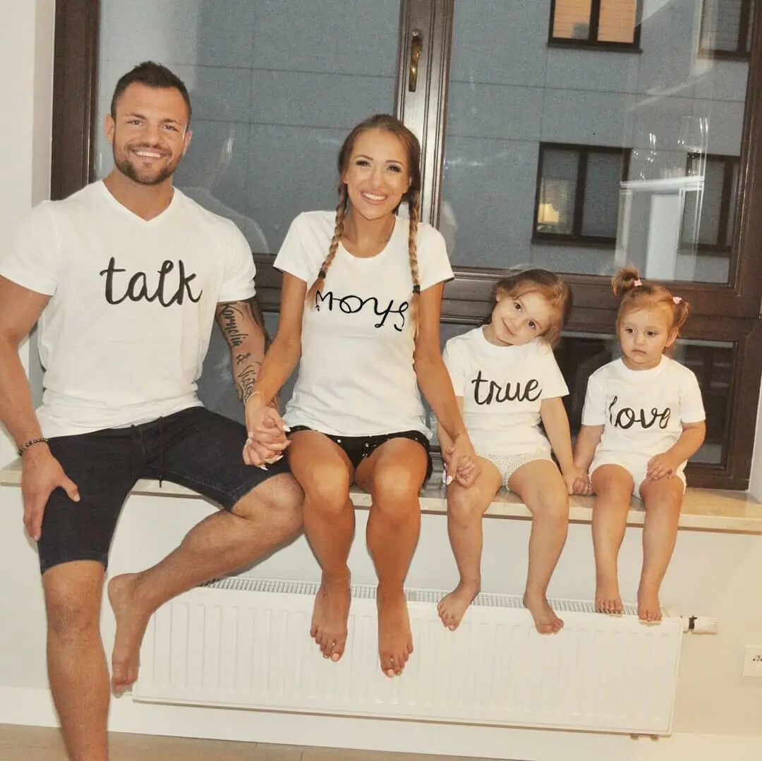 

2019 Summer New Family Matching Clothes T shirt Men Women T-Shirt Girls Boys Kids True Love Letter Print Cotton Tops Tee Shirt