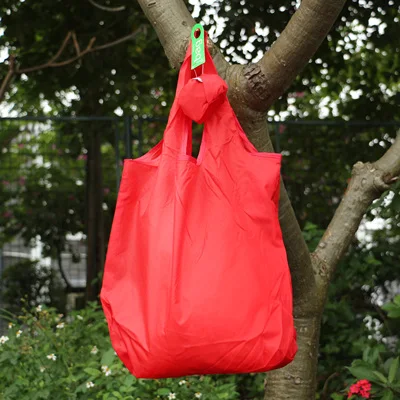 Round ball Elastic Cotton shopping bag foldable tote Reusable Portable Shoulder Folding pouch handbags printing red